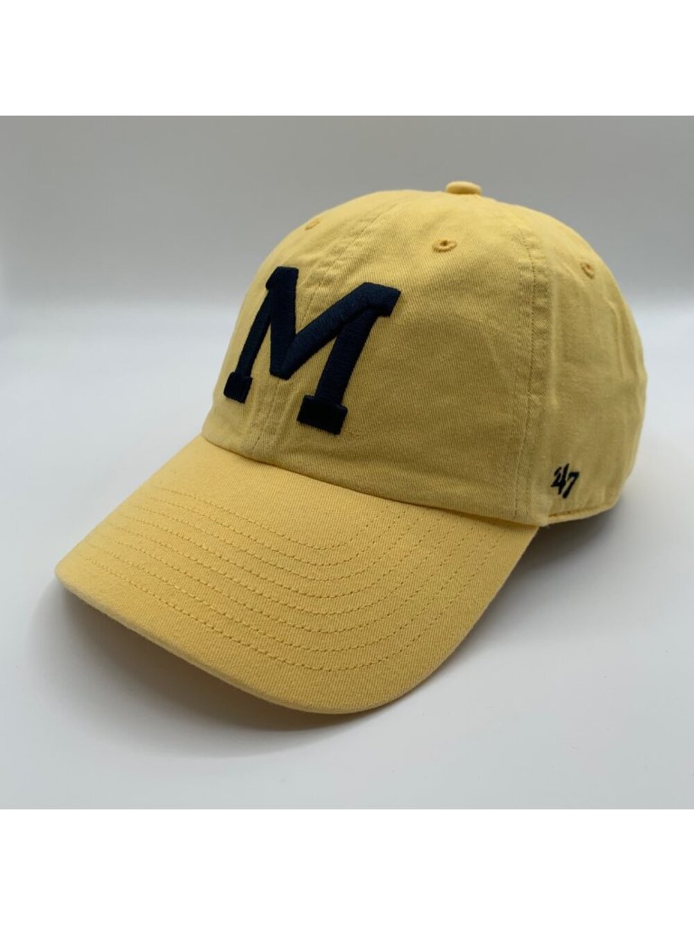Michigan Wolverines NCAA Yellow 47 Brand College Vault Clean Up Strapback Hat